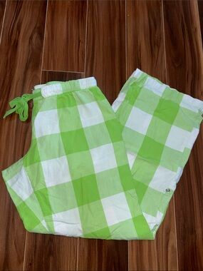 Small 100% Cotton Old Navy plaid green white pajama pants